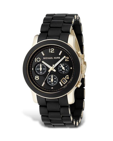 michael kors chronograph black rubber strap|Oversized Runway Black.